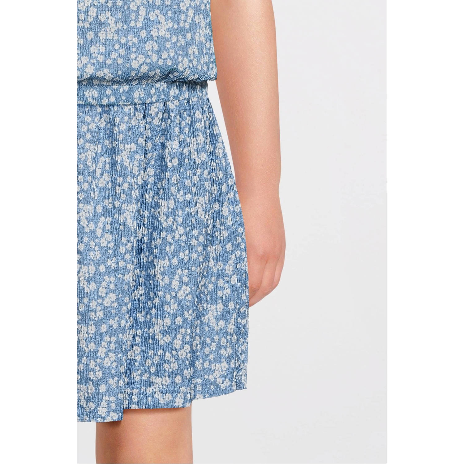 VERO MODA GIRL top met all over print en textuur blauw wit