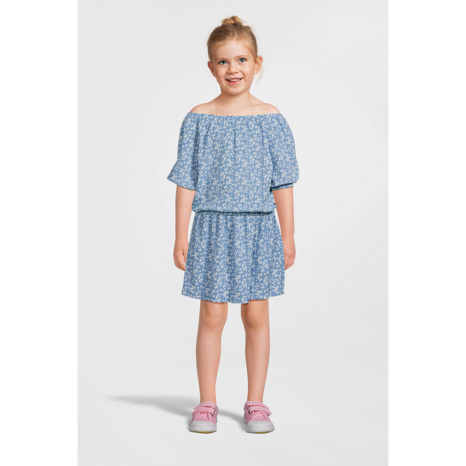 VERO MODA GIRL top met all over print en textuur blauw wit