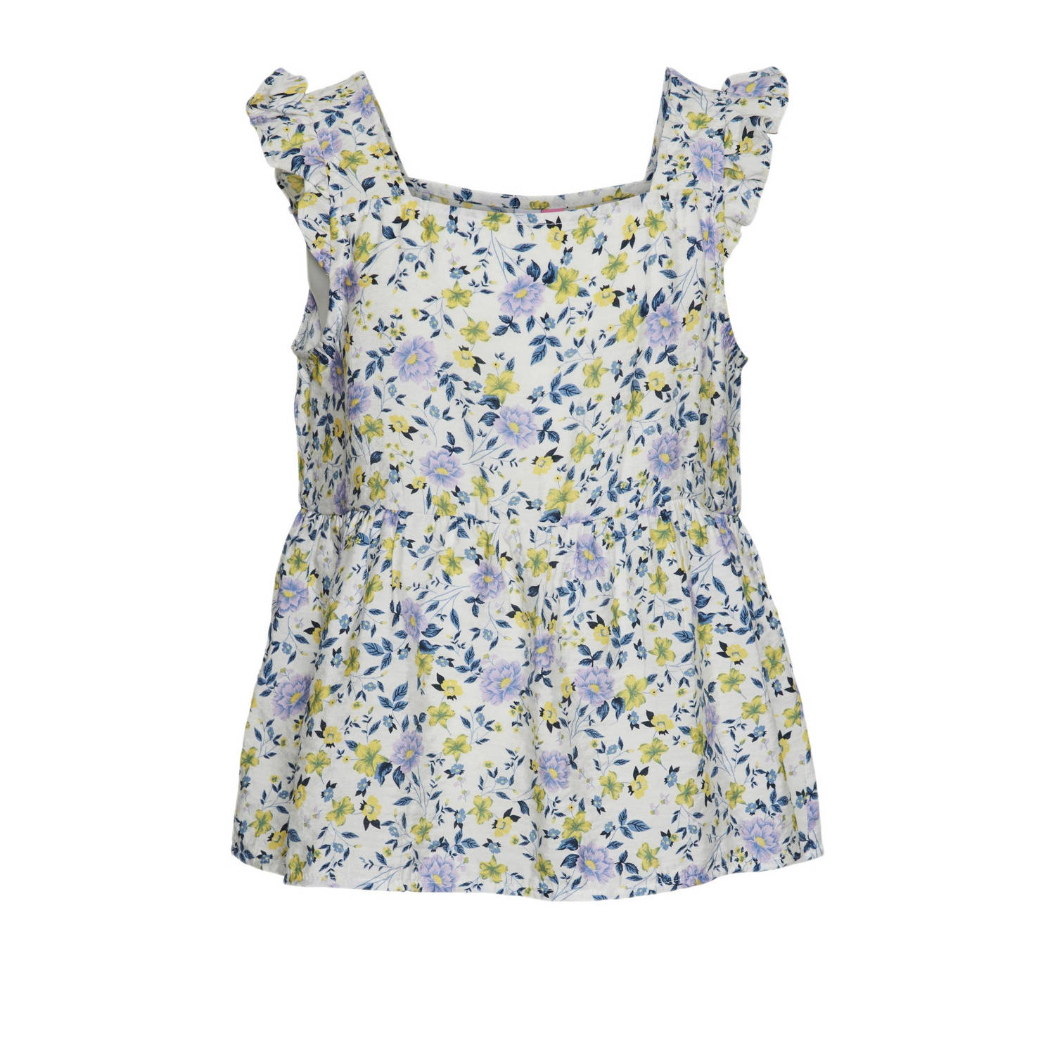 VERO MODA GIRL gebloemde top VMIRIS LEA wit lila geel Meisjes Viscose Vierkante hals 116
