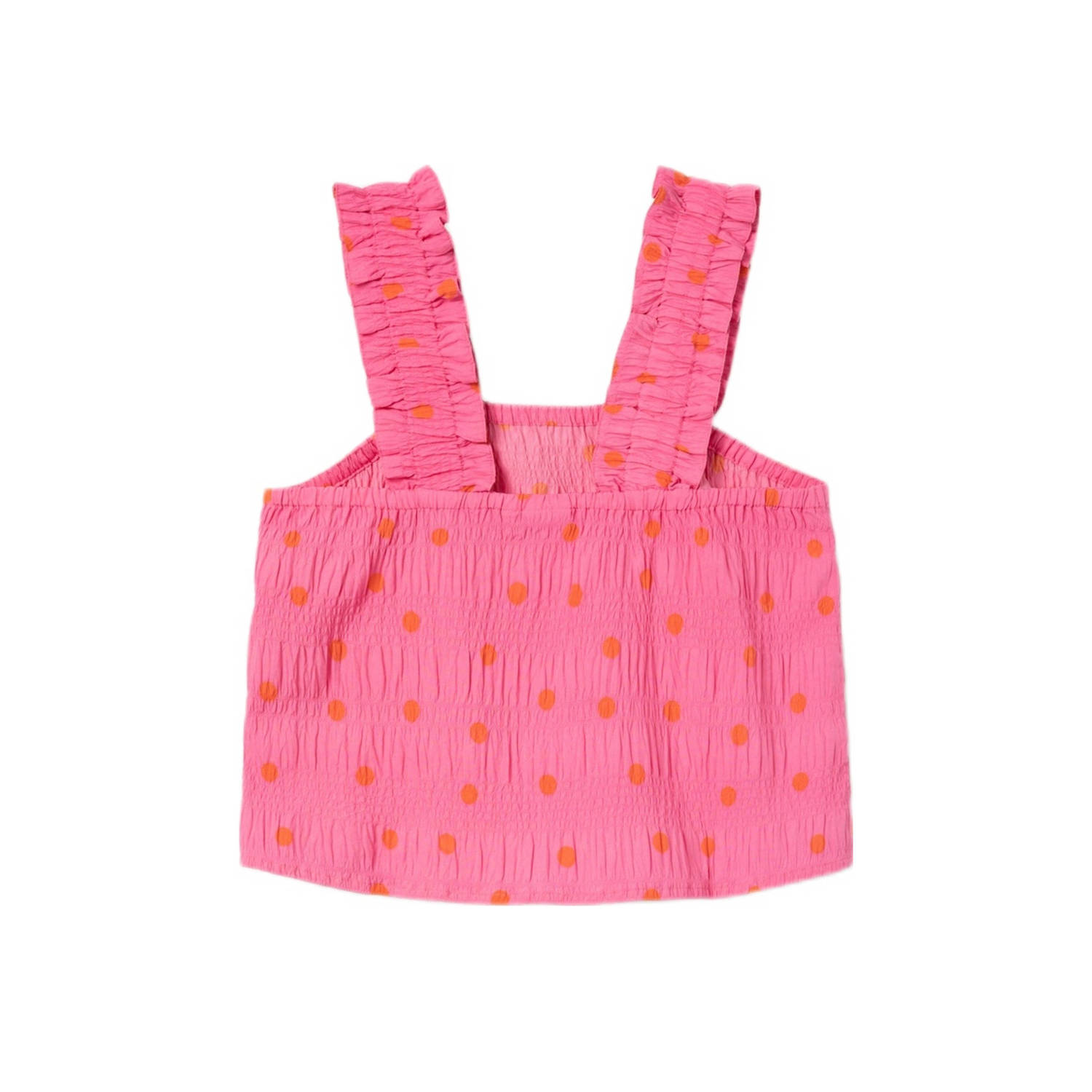 NAME IT KIDS top NKFJIDITSE met stippen en textuur felroze oranje