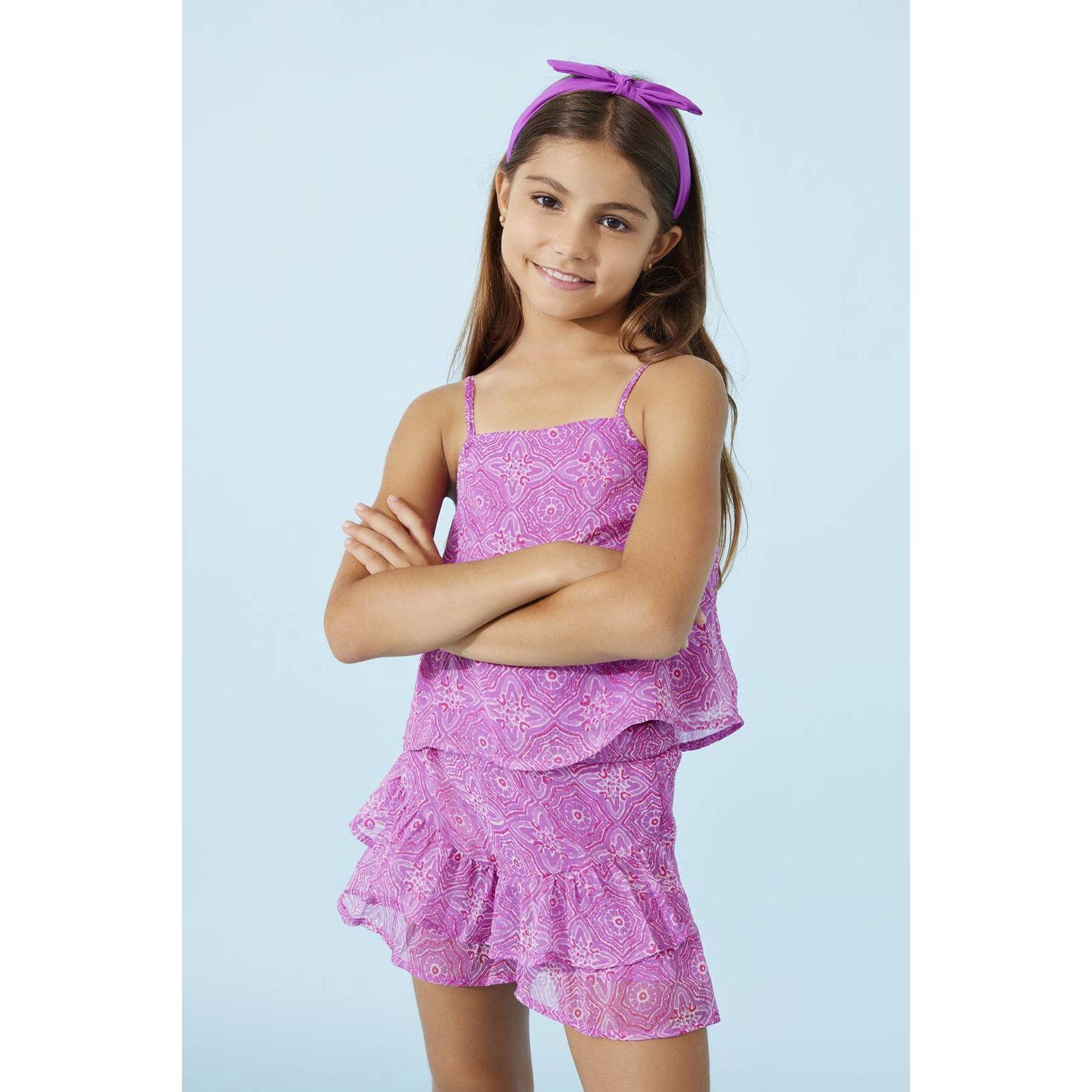 Only KIDS GIRL gebloemde skort KOGLOLA SKORT PTM paars roze Rok Meisjes Polyester 128