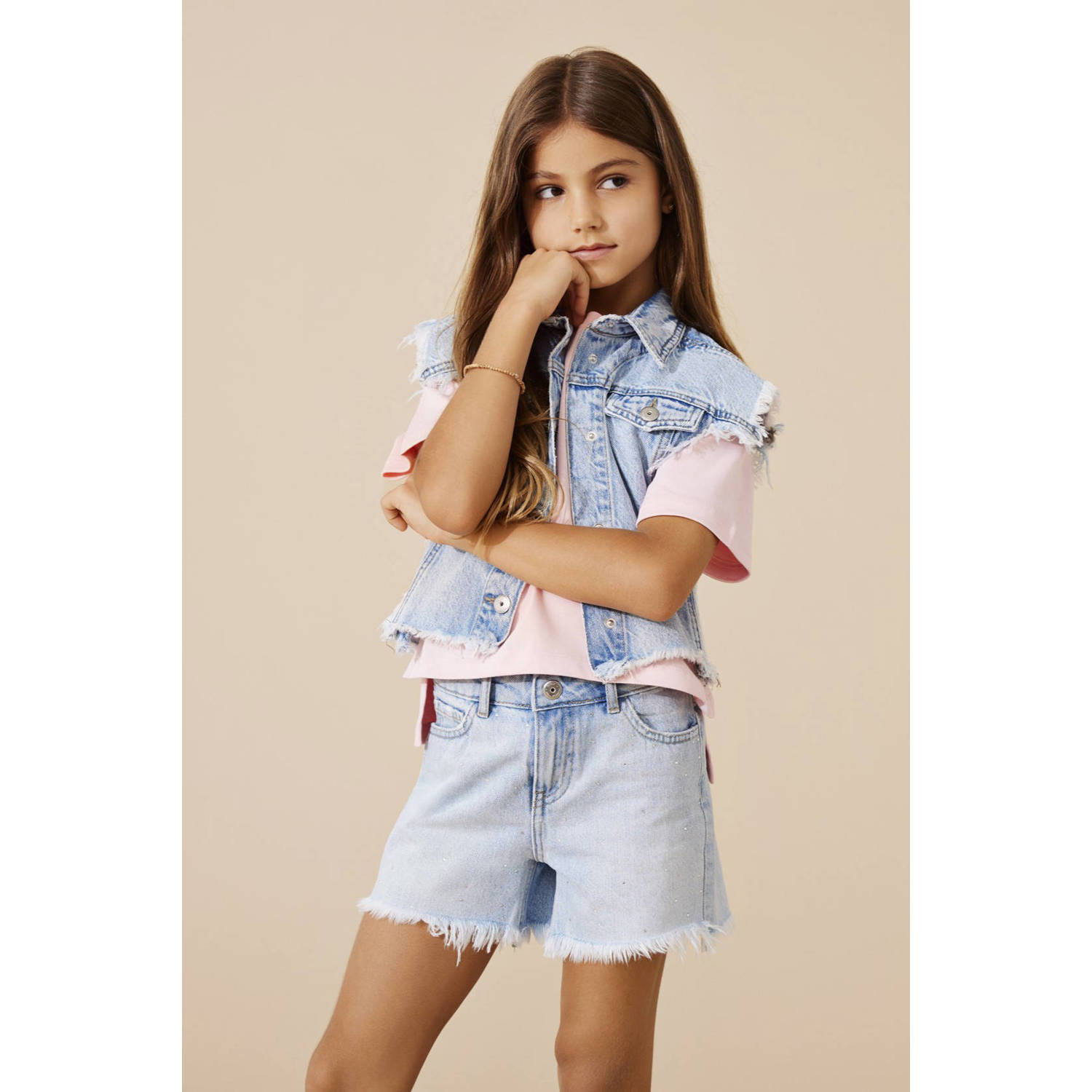 ONLY KIDS GIRL gilet KOGCOBAIN light blue denim