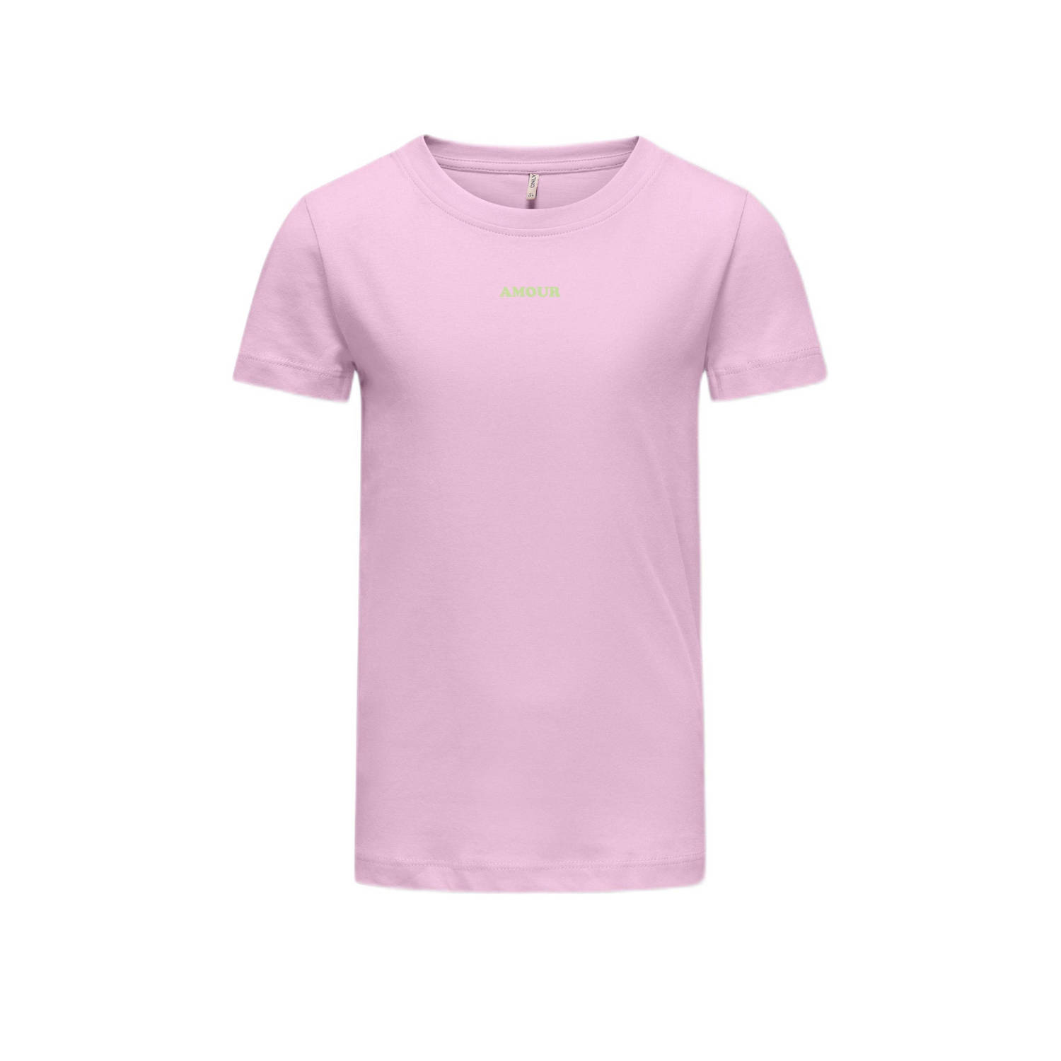 Only KIDS GIRL T-shirt KOGTRULY met backprint zachtroze Meisjes Katoen Ronde hals 122 128
