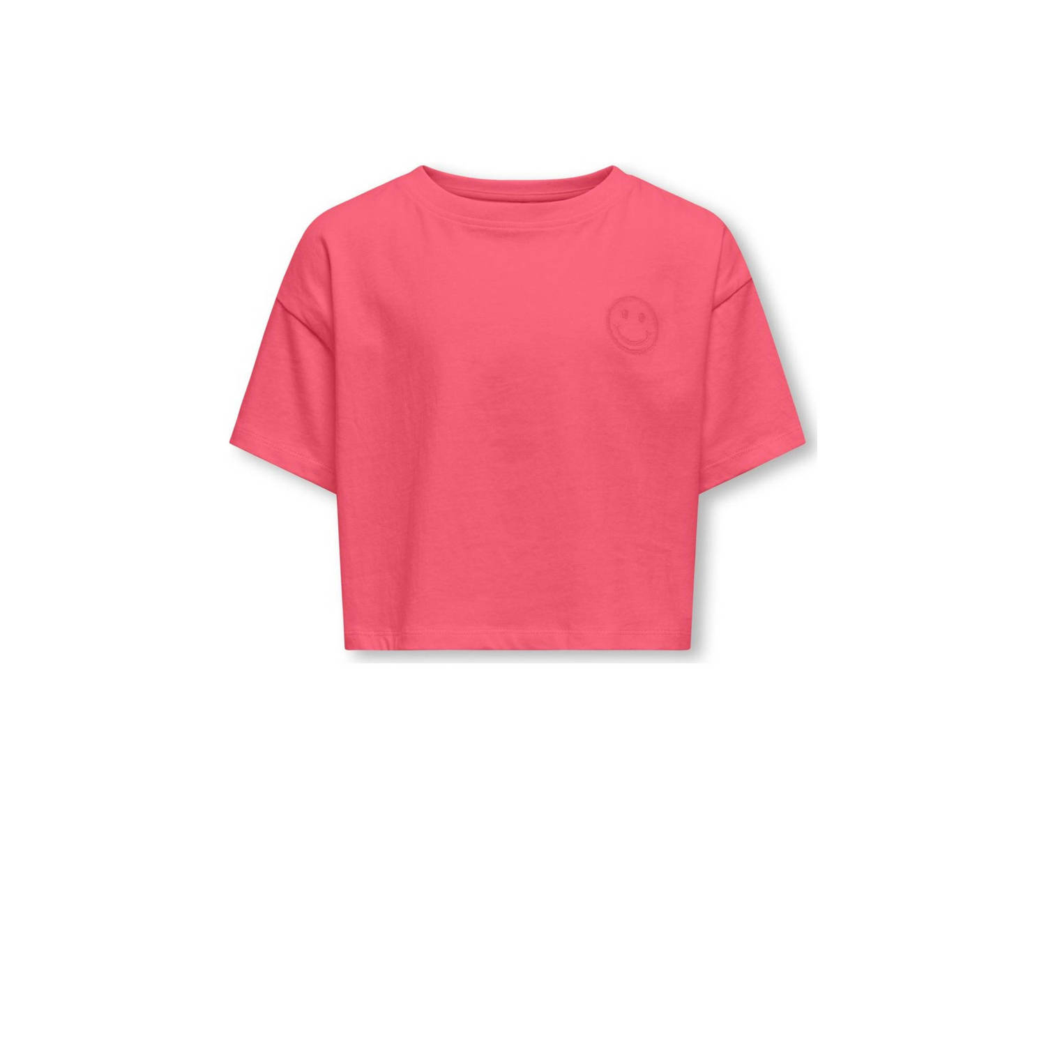 Only KIDS GIRL T-shirt KOGVILLA koraalroze Meisjes Biologisch katoen Ronde hals 122 128
