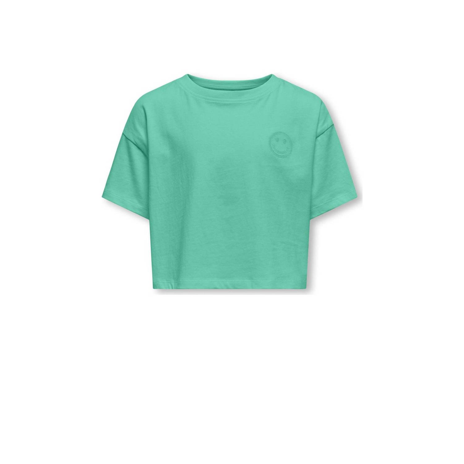 Only KIDS GIRL T-shirt KOGVILLA mintgroen Meisjes Katoen Ronde hals Effen 122 128