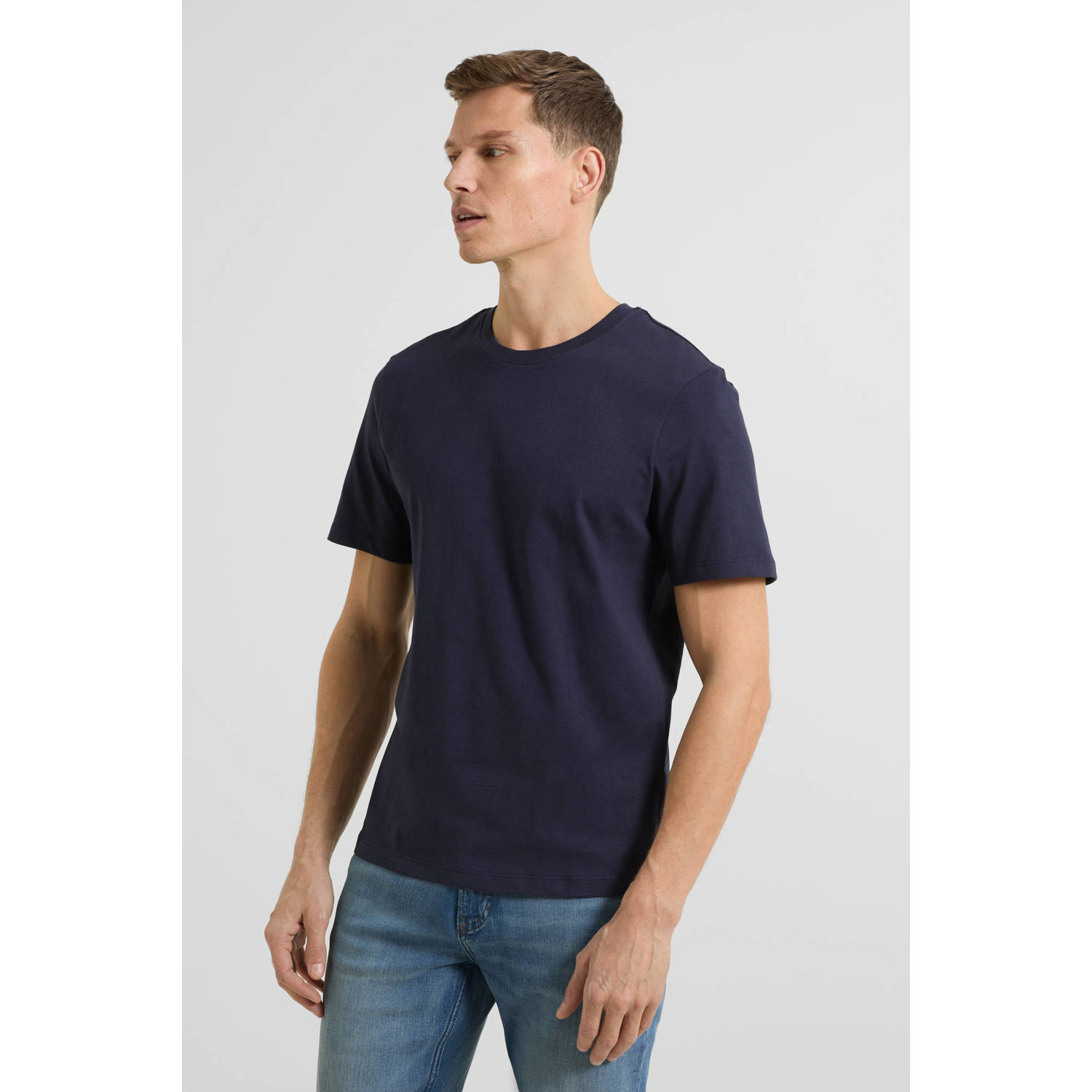 Anytime relaxed T-shirt donkerblauw