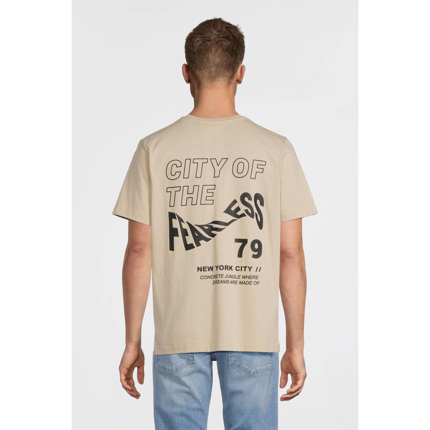 anytime T-shirt met printopdruk beige
