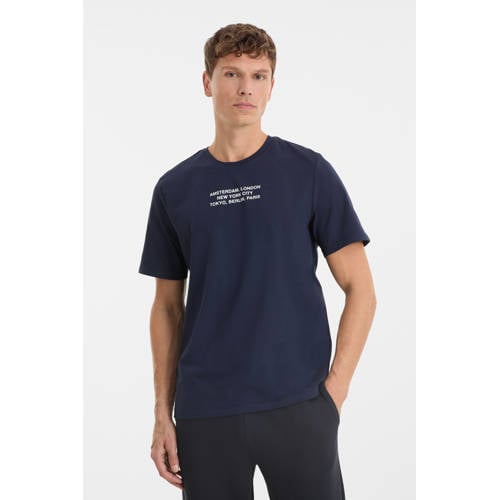 anytime T-shirt met printopdruk donkerblauw afbeelding