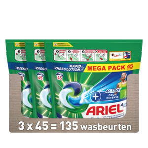 Wehkamp Ariel 4in1 PODS Wasgoed Capsules +Active Odor Defense - 3 x 45 wasbeurten - 135 wasbeurten aanbieding
