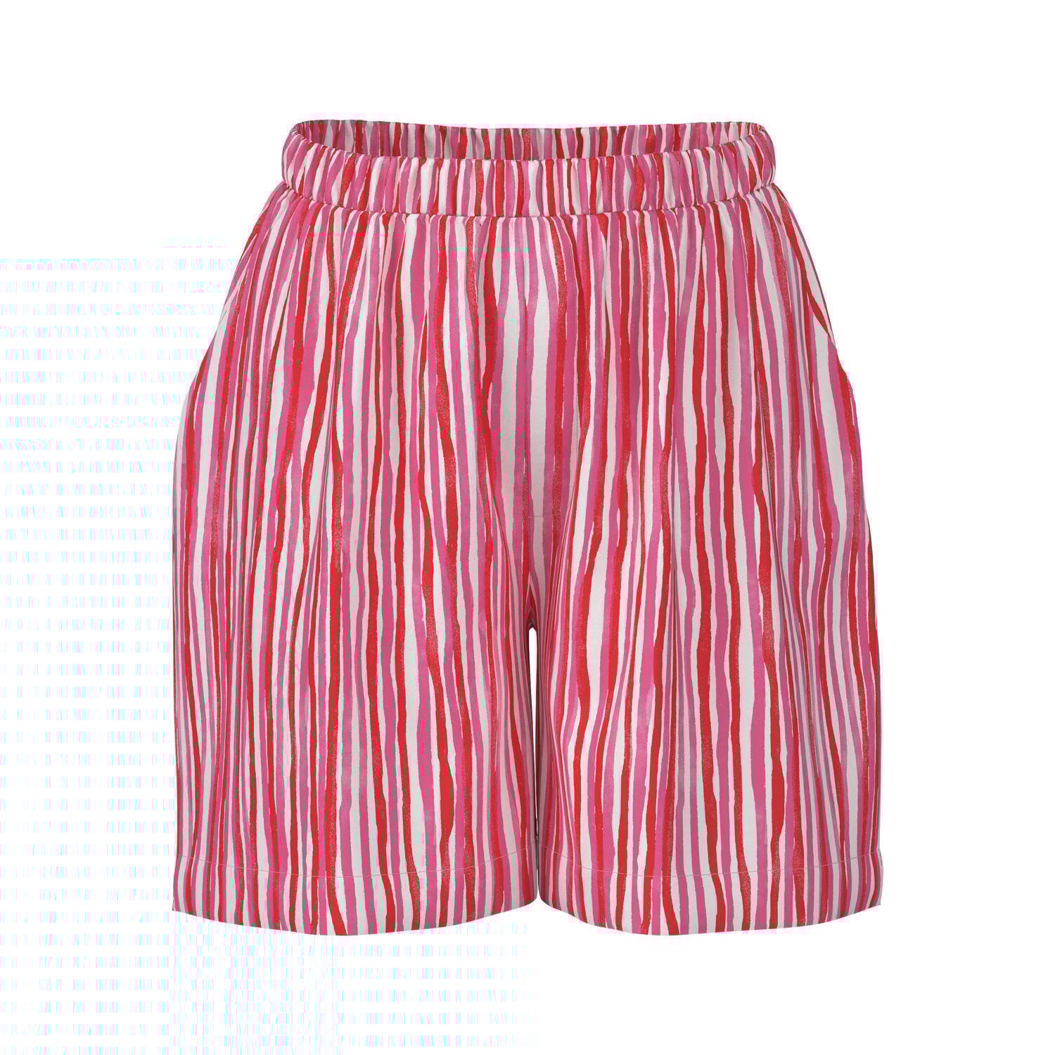 PIECES Curve gestreepte high waist regular fit short roze wit rood
