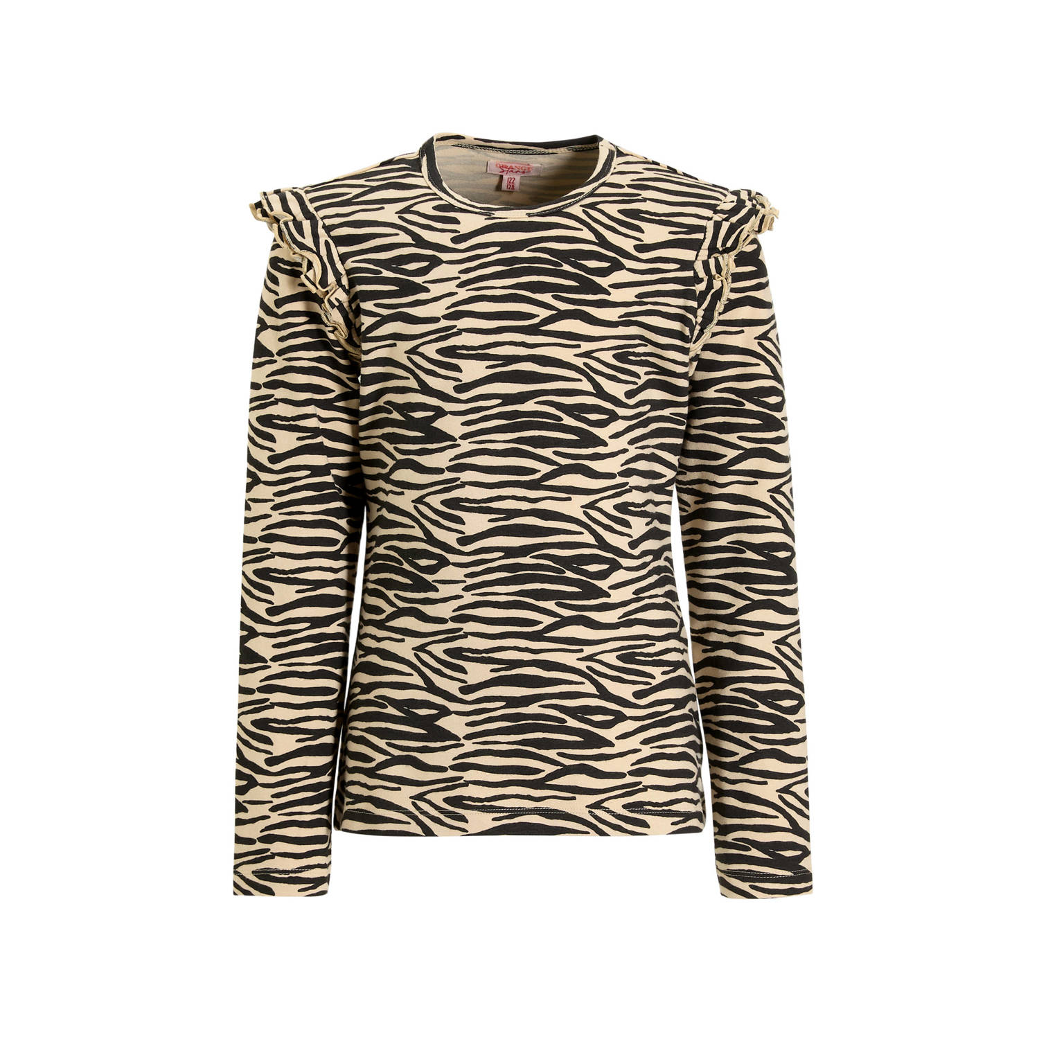 Orange Stars longsleeve Razi zebraprint beige zwart