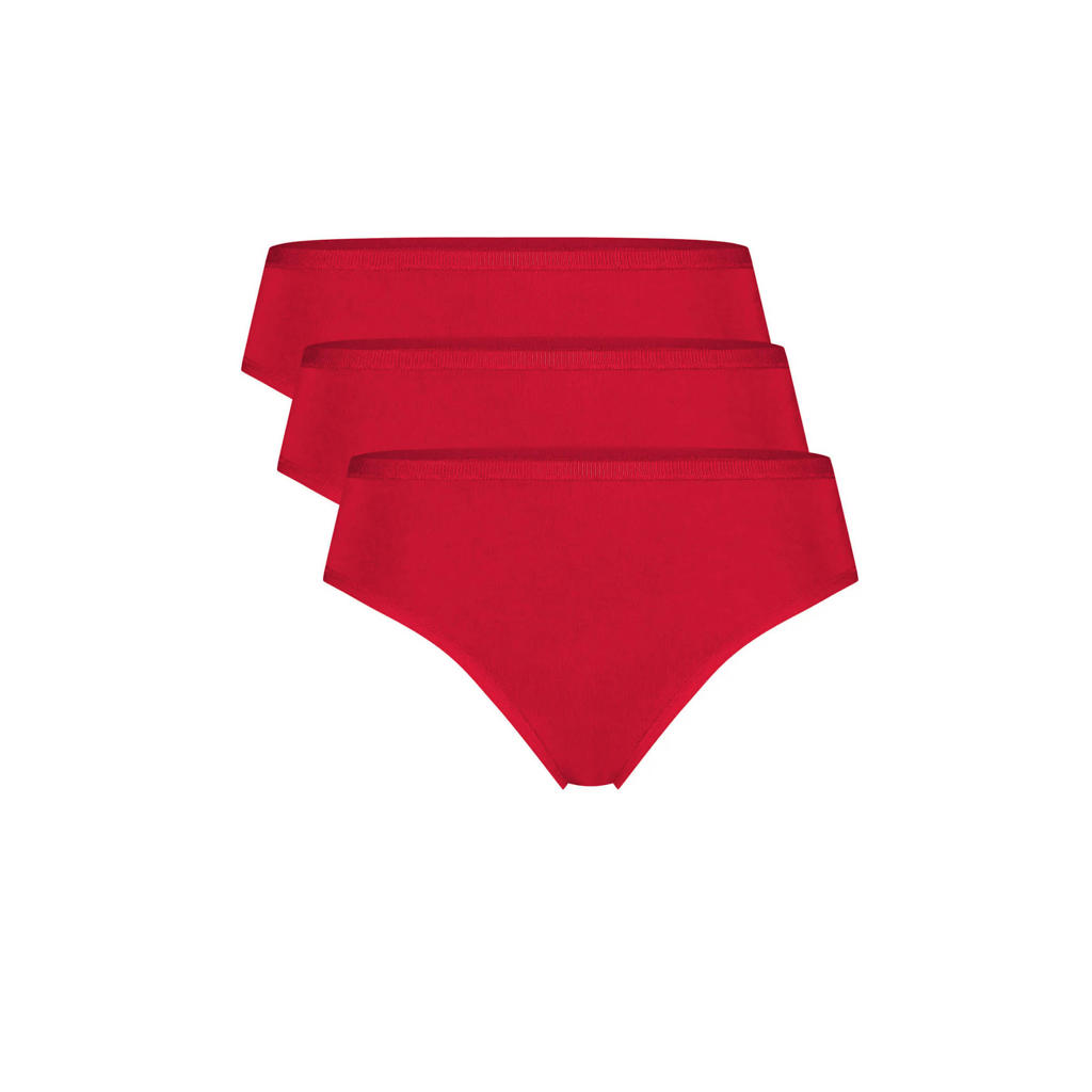 Bamboo Basics string Lola met bamboe (set van 3) rood | wehkamp