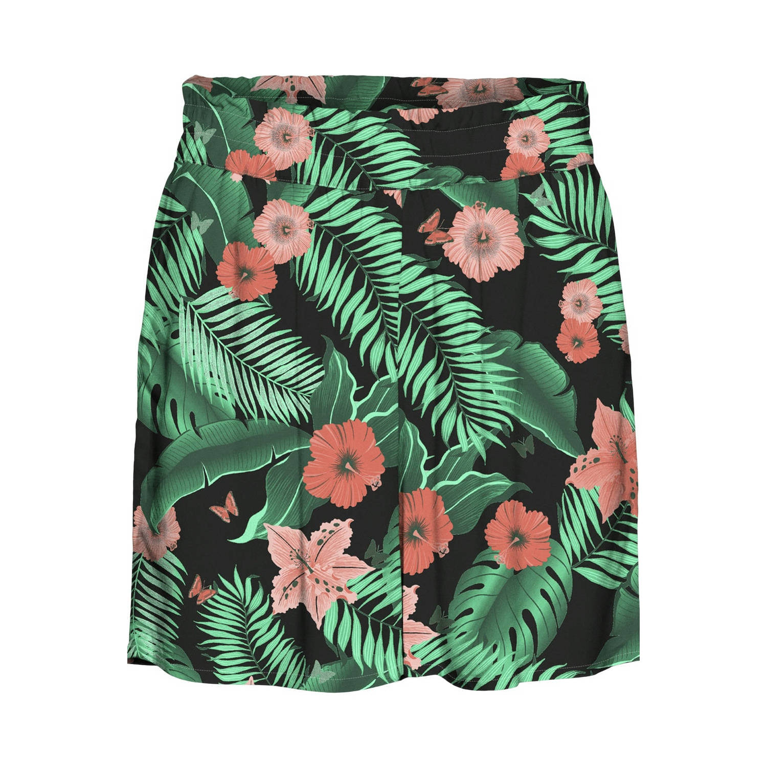 VERO MODA CURVE high waist loose fit short VMCEASY groen zwart zalm