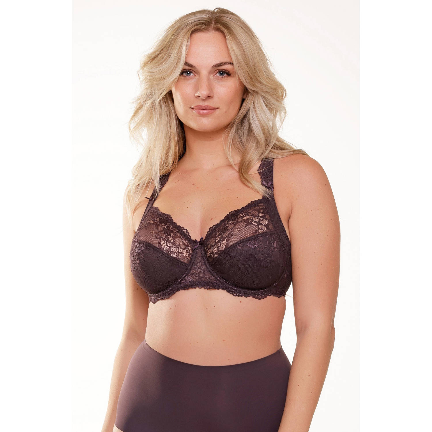 LingaDore niet-voorgevormde beugelbh Daily Full Coverage Lace donkerbruin