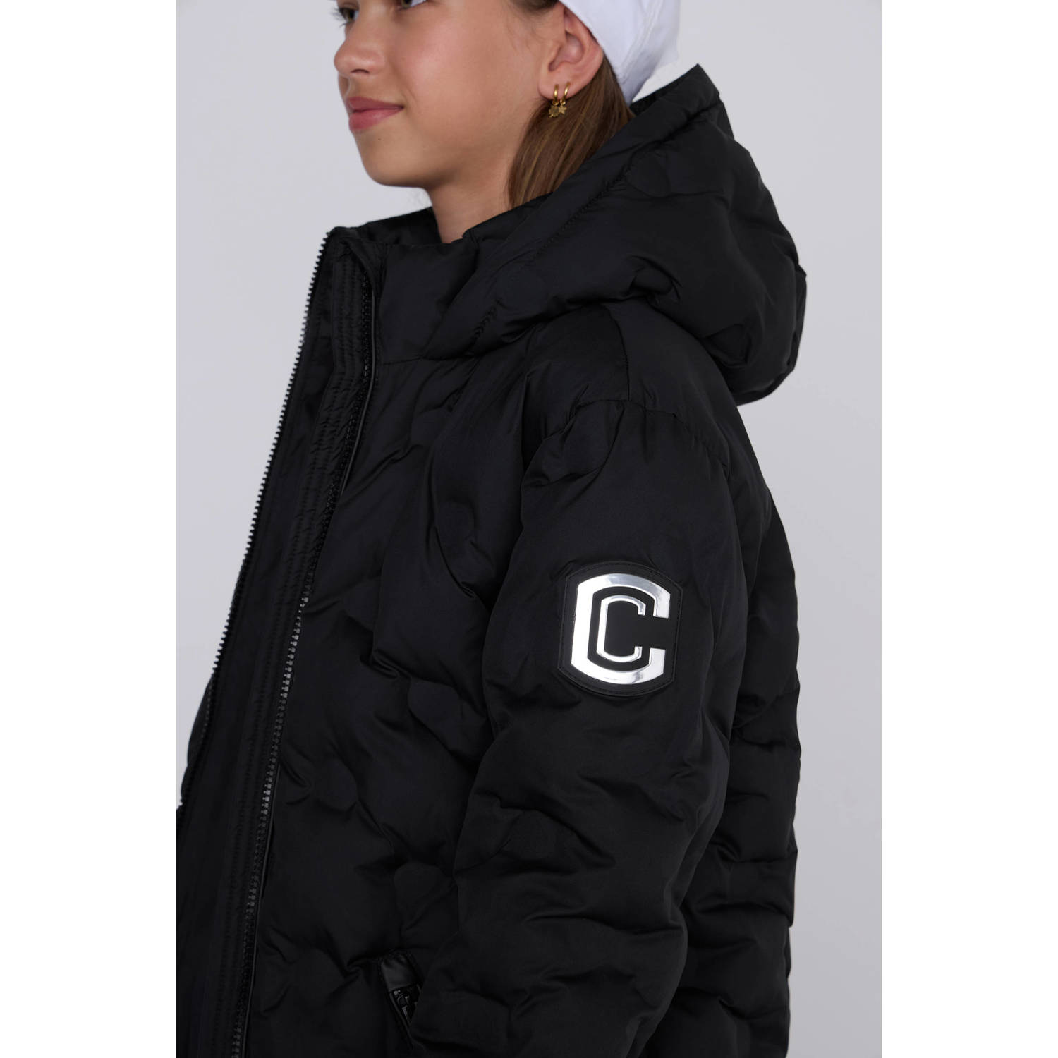 Coolcat Puffer Winterjas Jennifer met 3D Hartjes Zwart