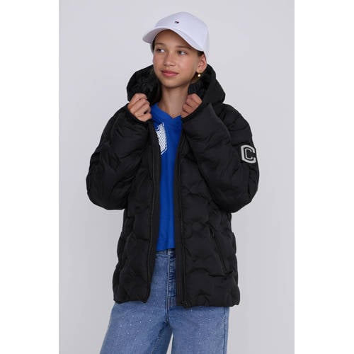 Coolcat Puffer Winterjas Jennifer met 3D Hartjes Zwart afbeelding