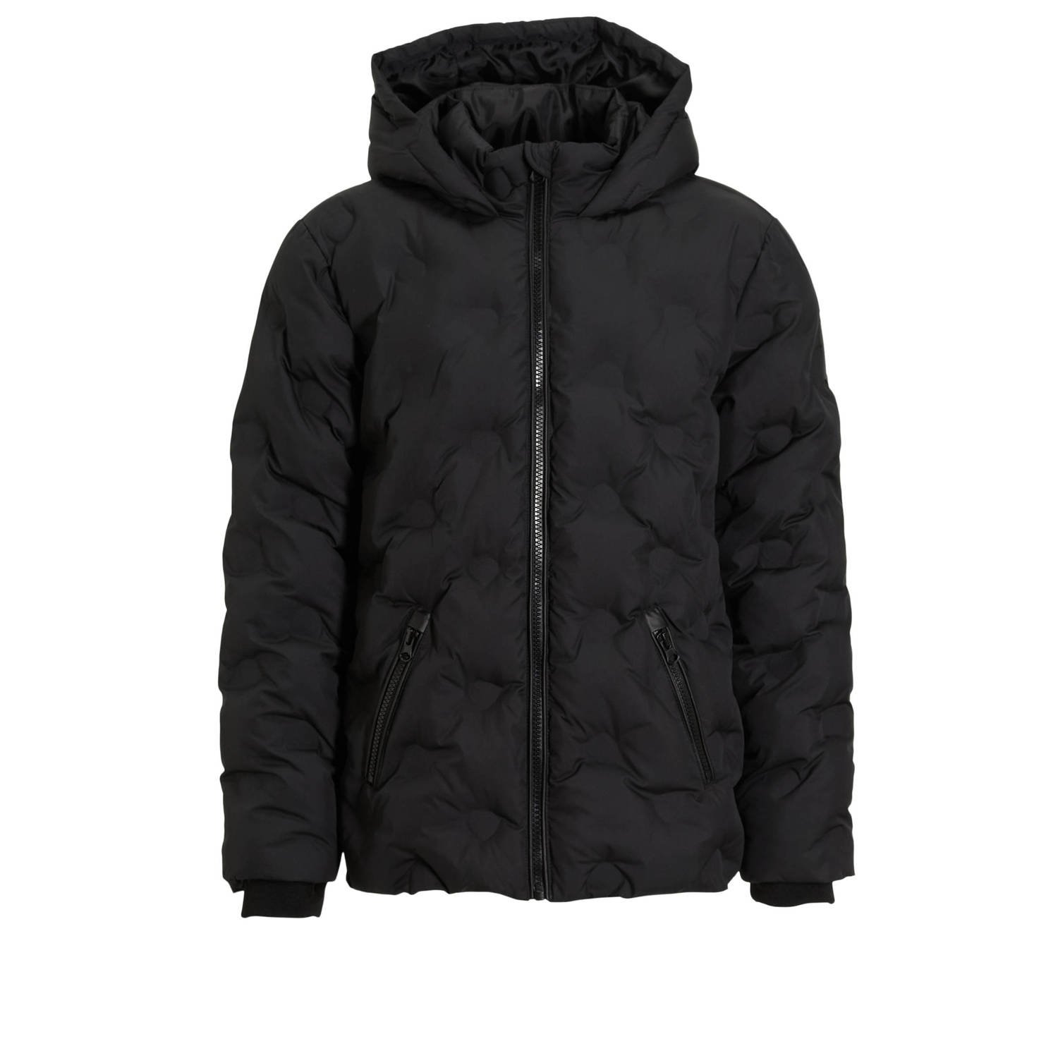 Coolcat Puffer Winterjas Jennifer met 3D Hartjes Zwart