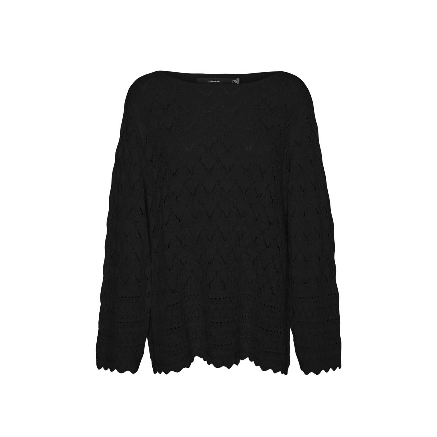 VERO MODA CURVE trui VMCLUA met ingebreid patroon zwart