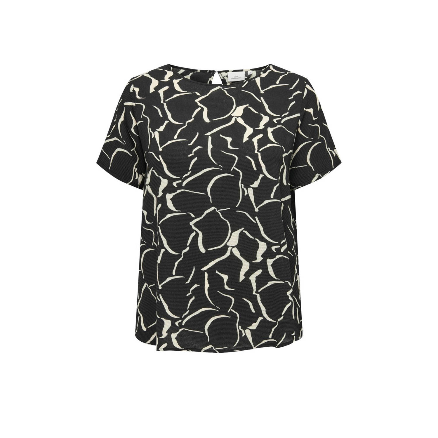 ONLY CARMAKOMA geweven top CARVICA met all over print en open detail zwart ecru