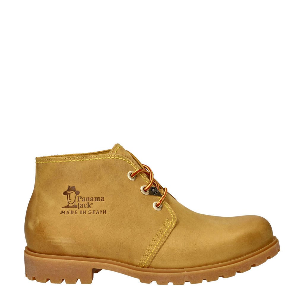 Gele heren Panama Jack Bota Panama leren veterboots met effen