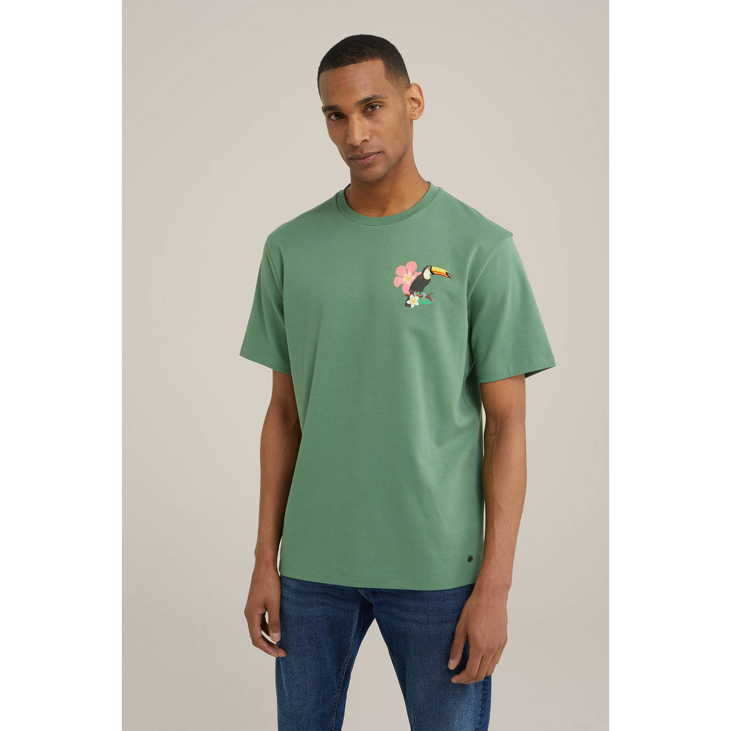 WE Fashion T-shirt met backprint ivy green
