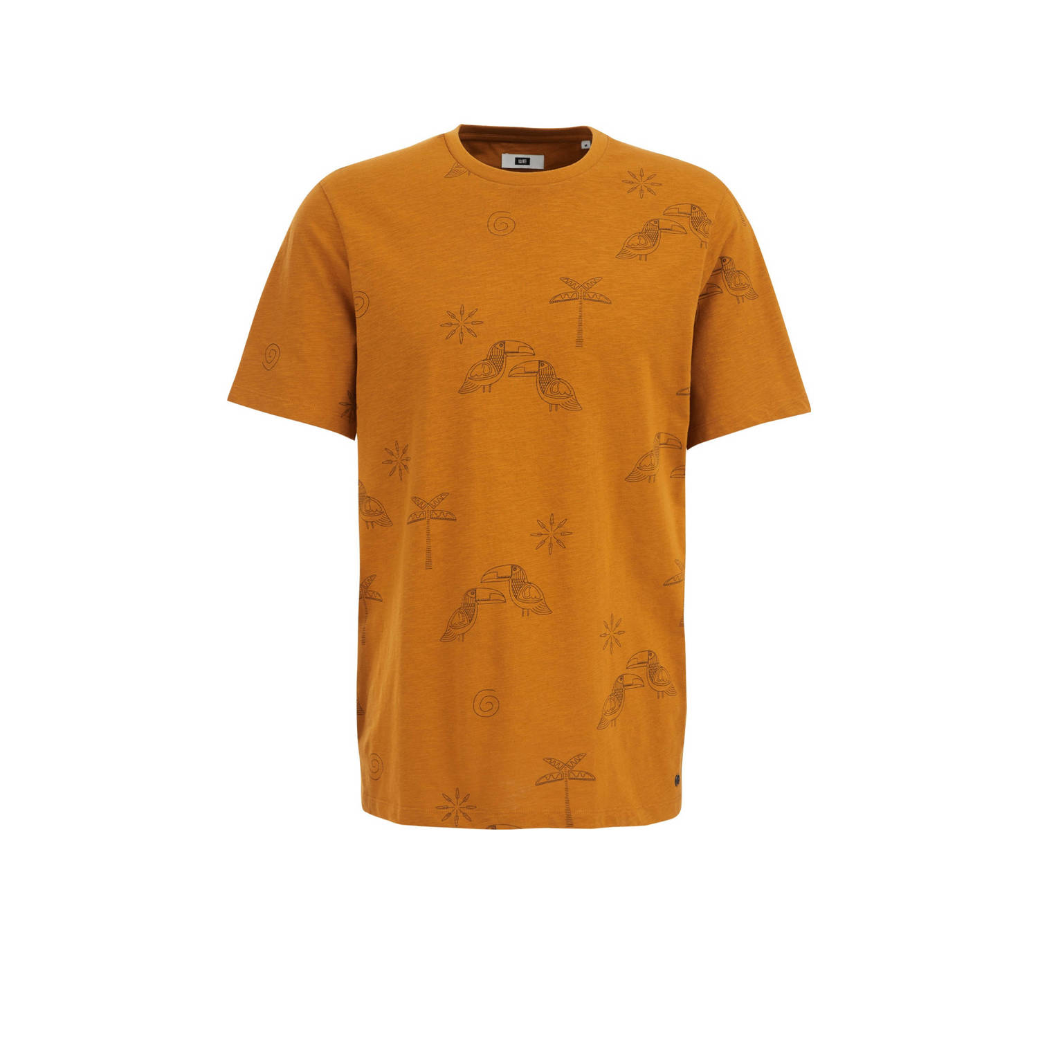 WE Fashion regular fit T-shirt met all over print golden ocre