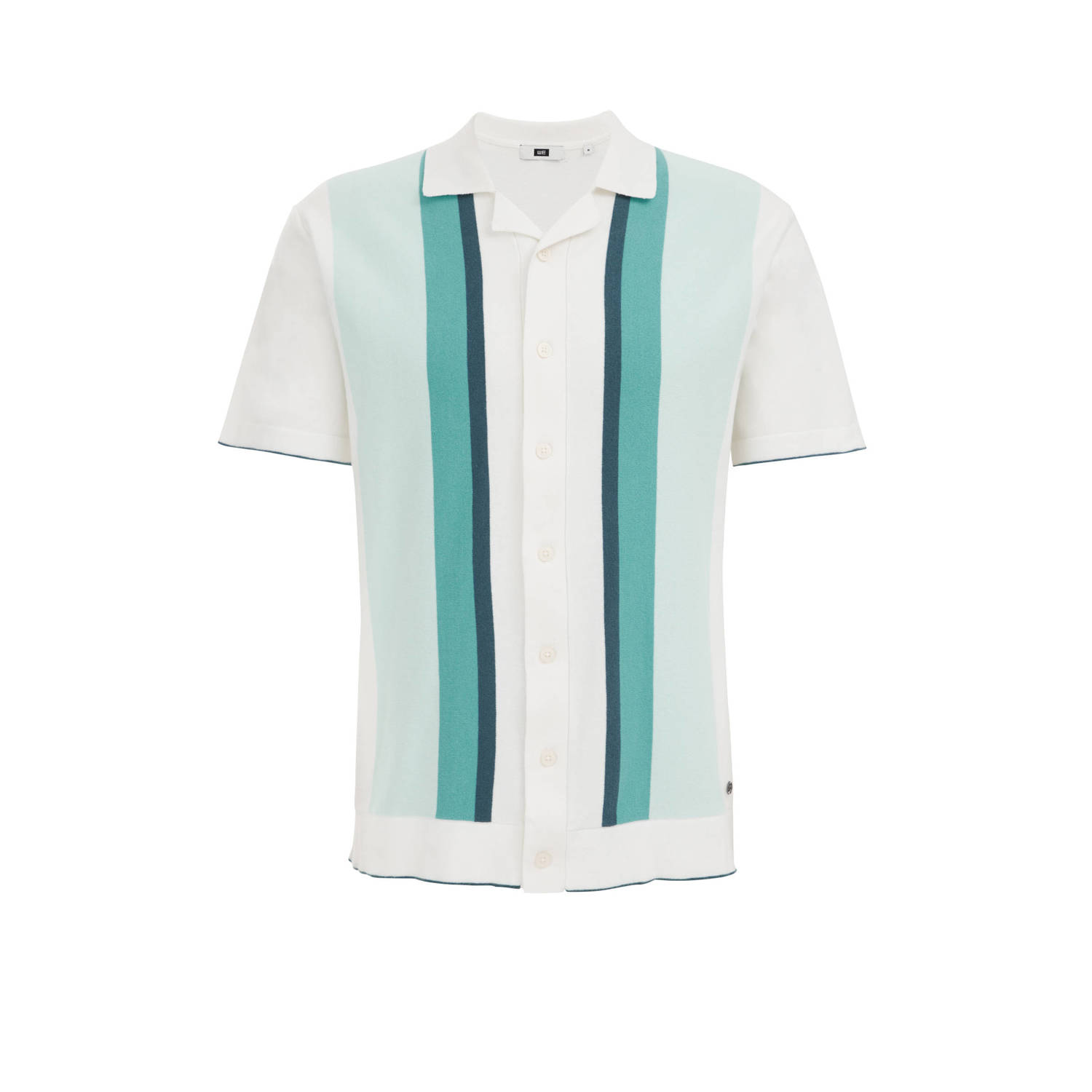 WE Fashion gestreept fijngebreid regular fit overhemd new ivory