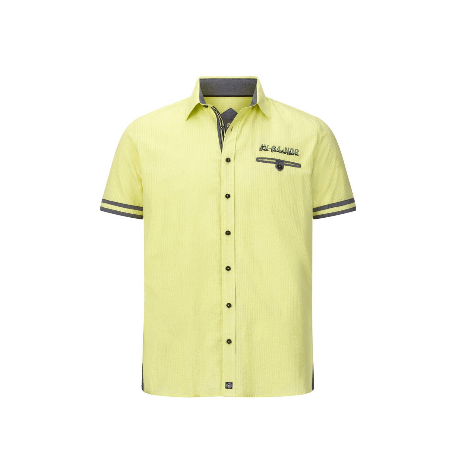 Jan Vanderstorm +FIT Collectie regular fit overhemd Plus Size met printopdruk geel