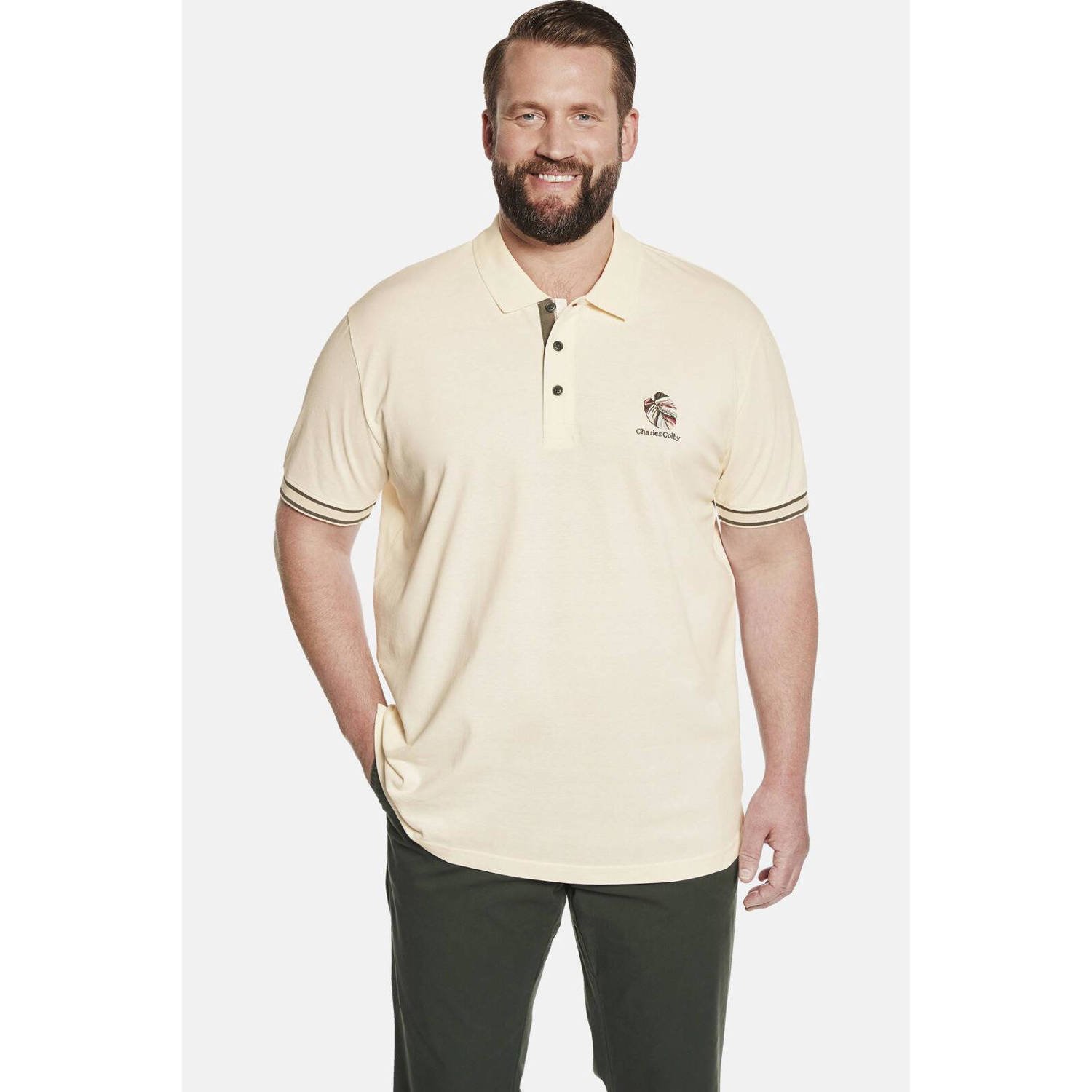 Charles Colby polo EARL KAHEDIN Plus Size met logo wit