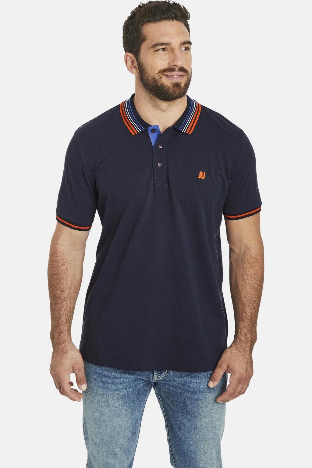 Jan Vanderstorm loose polo VOLKBERT Plus Size donkerblauw