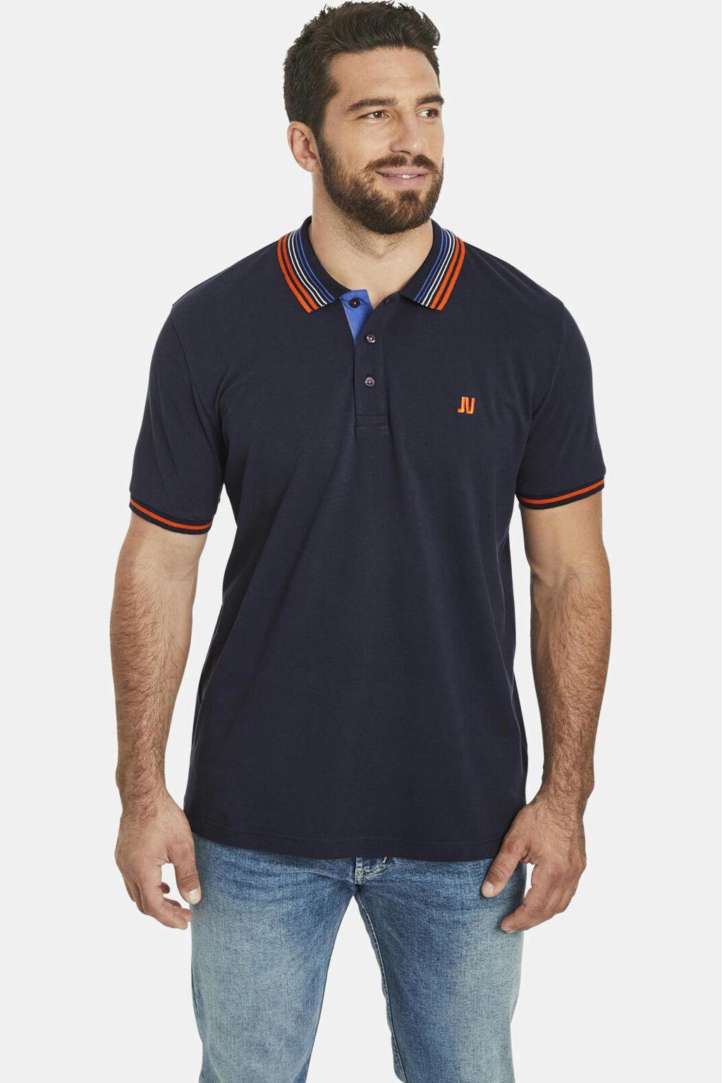 Jan Vanderstorm loose polo VOLKBERT Plus Size donkerblauw