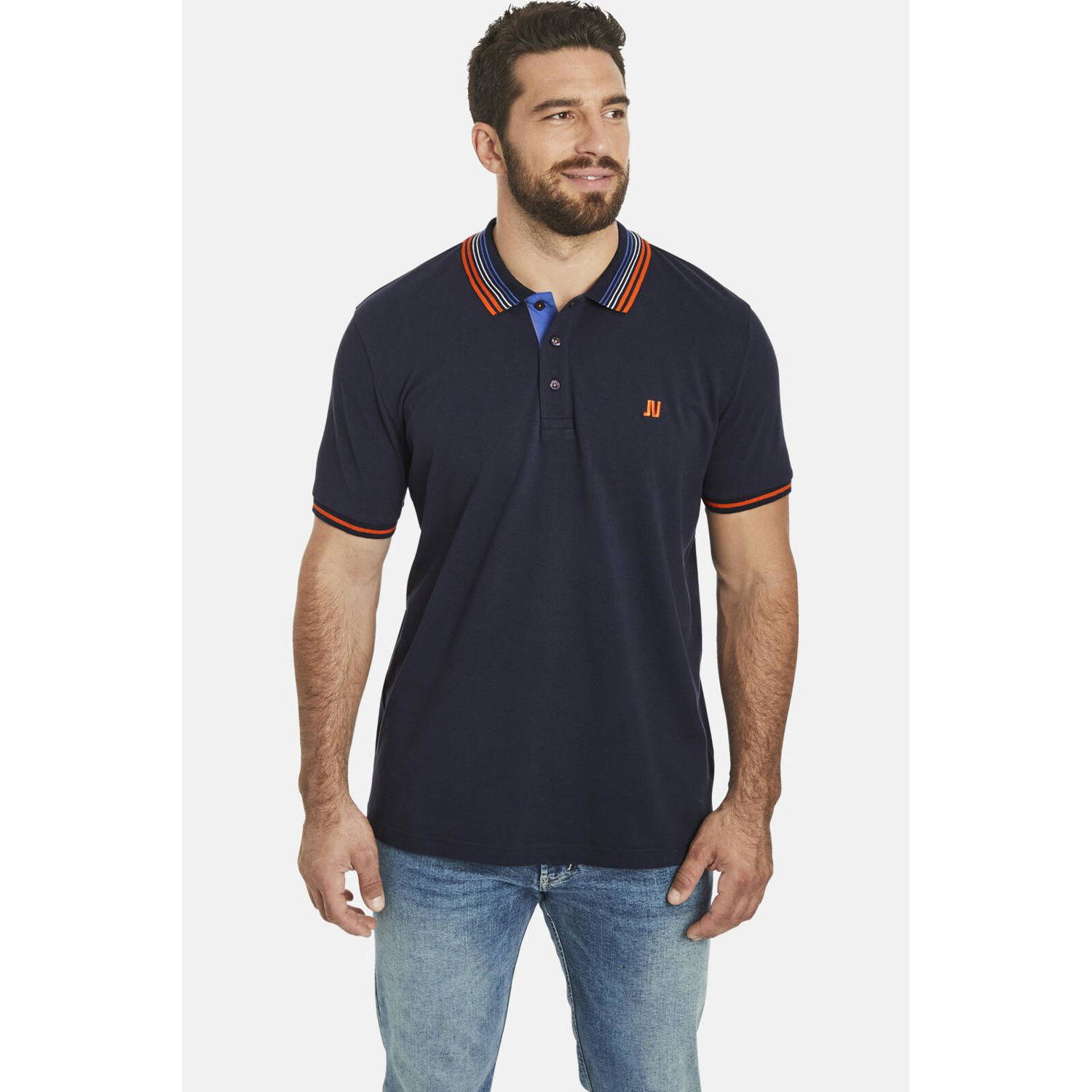 Jan Vanderstorm loose polo VOLKBERT Plus Size donkerblauw