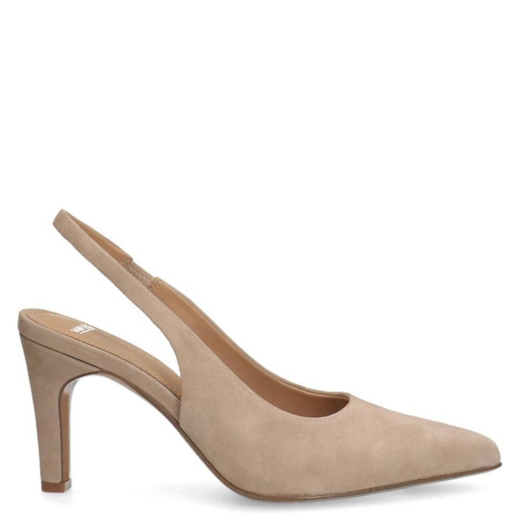 Beige dames Manfield suède slingback pumps met gesp