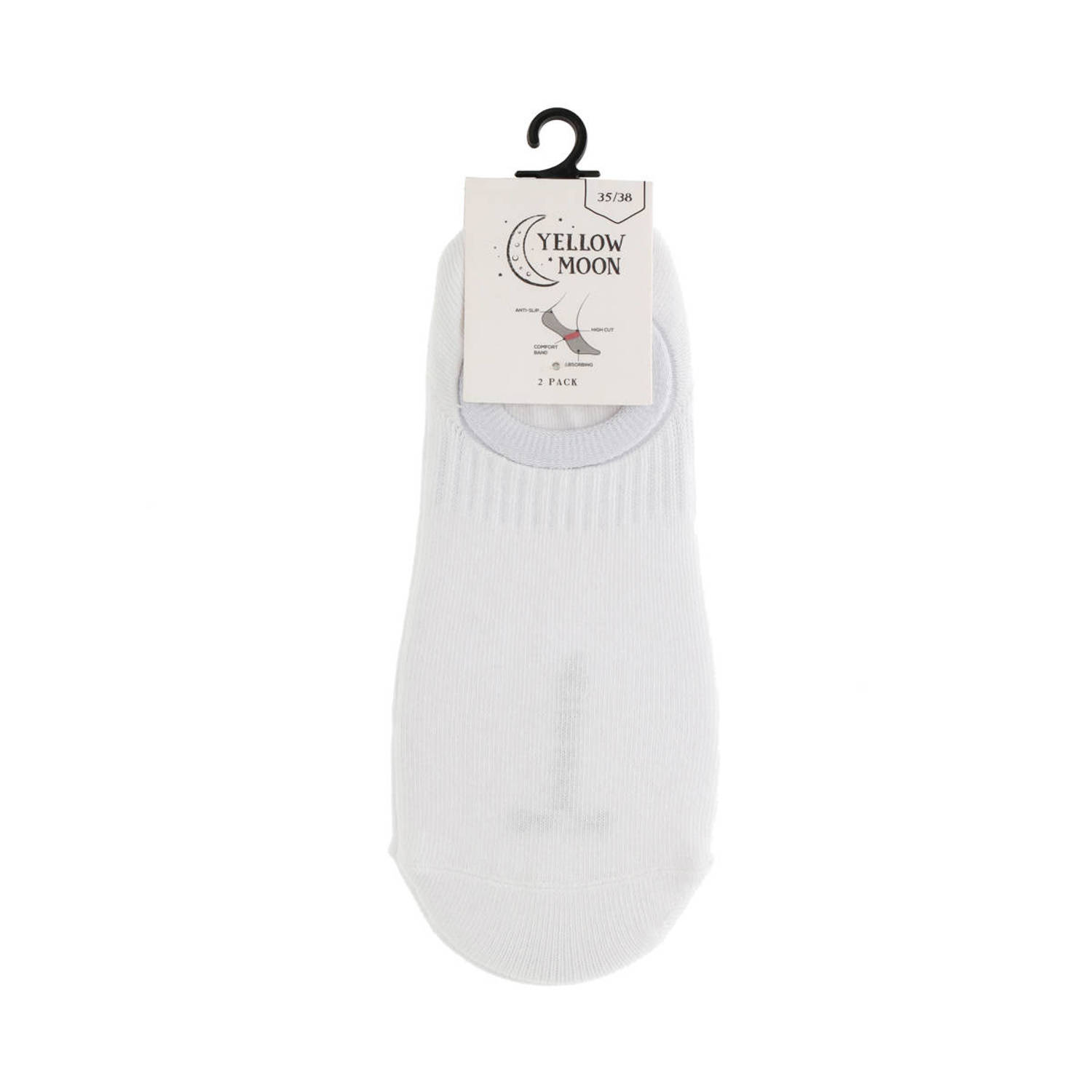 Yellow Moon invisible sneaker sokken- set van 2 wit