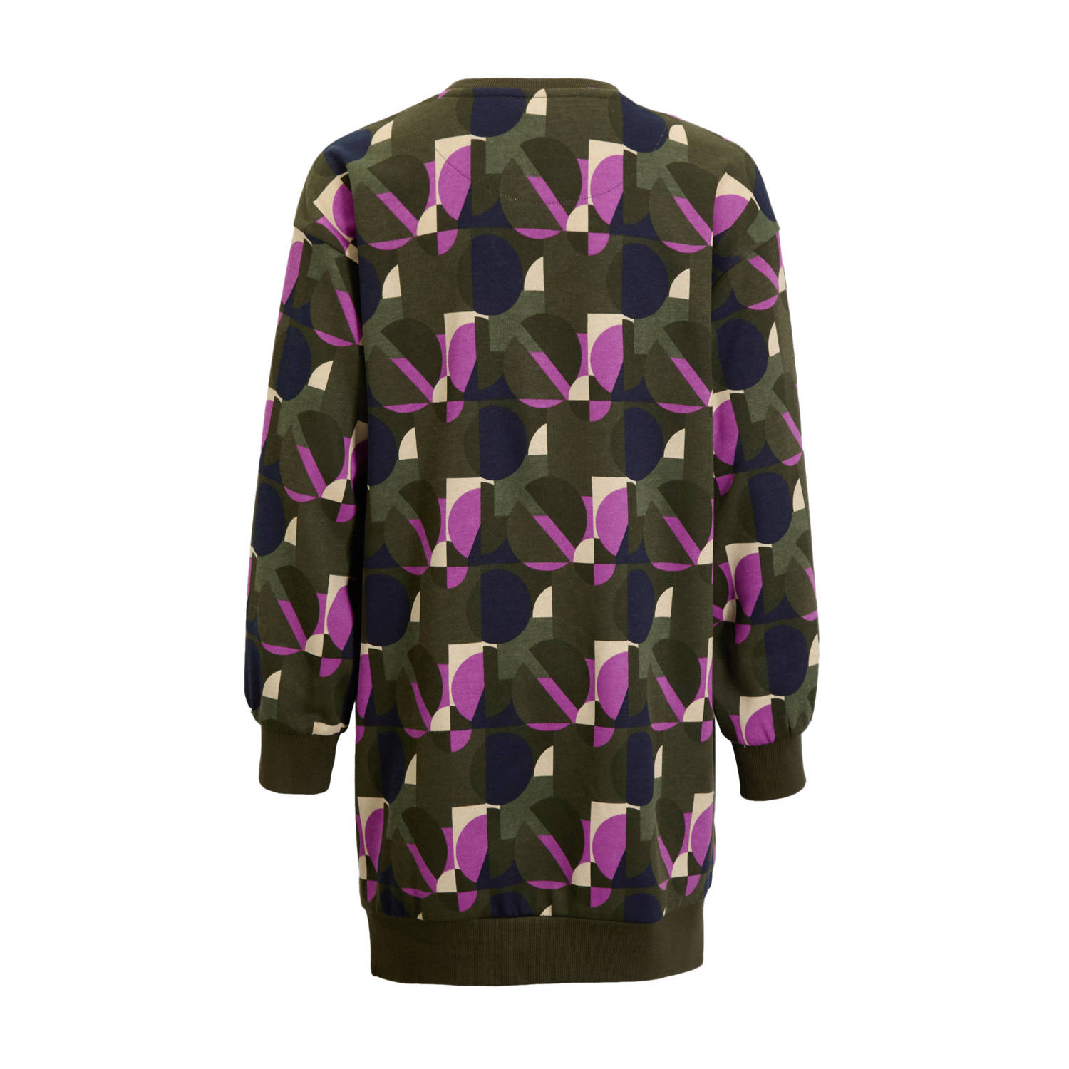 Orange Stars sweaterjurk Rome met alloverprint donkergroen