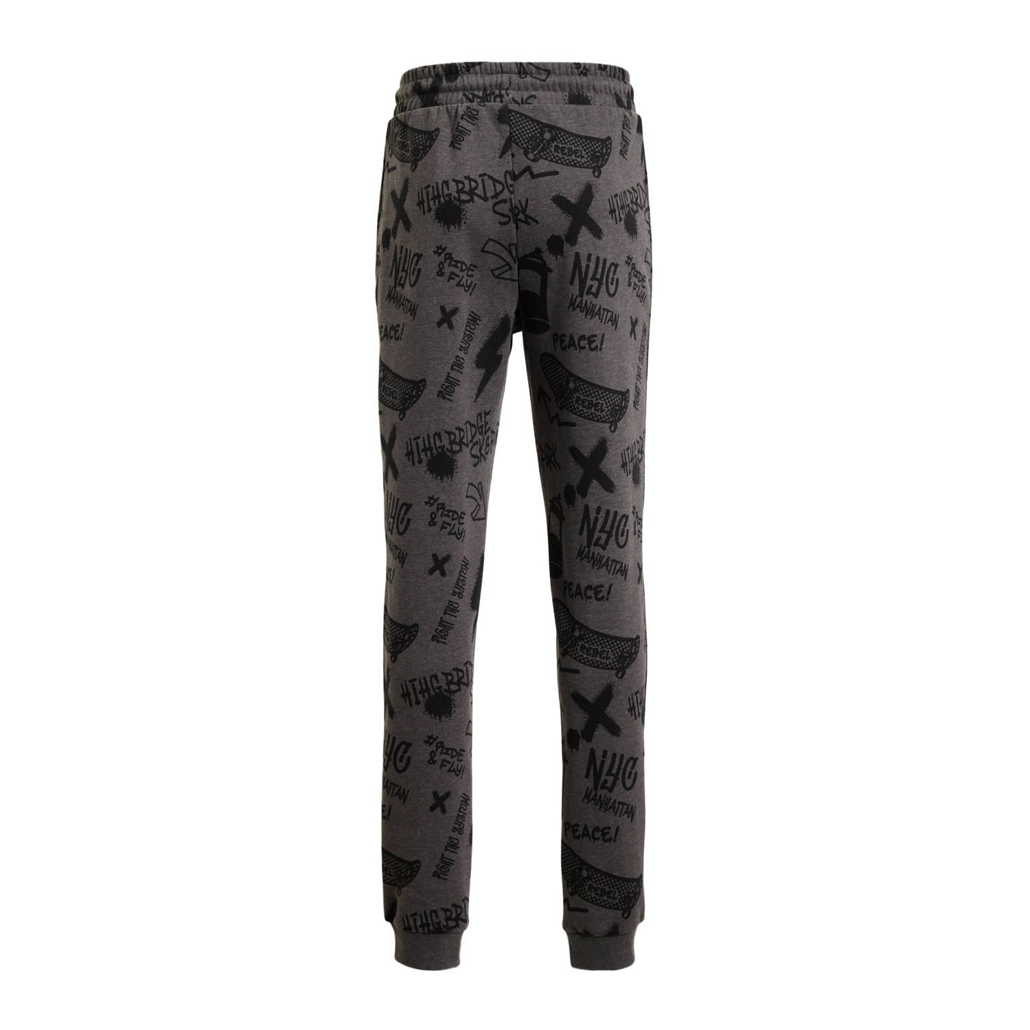 Orange Stars joggingbroek Ric met alloverprint grijs