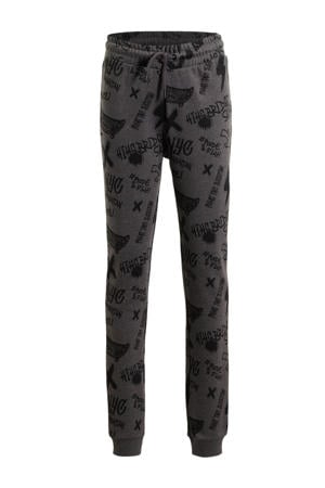 joggingbroek Ric met alloverprint grijs