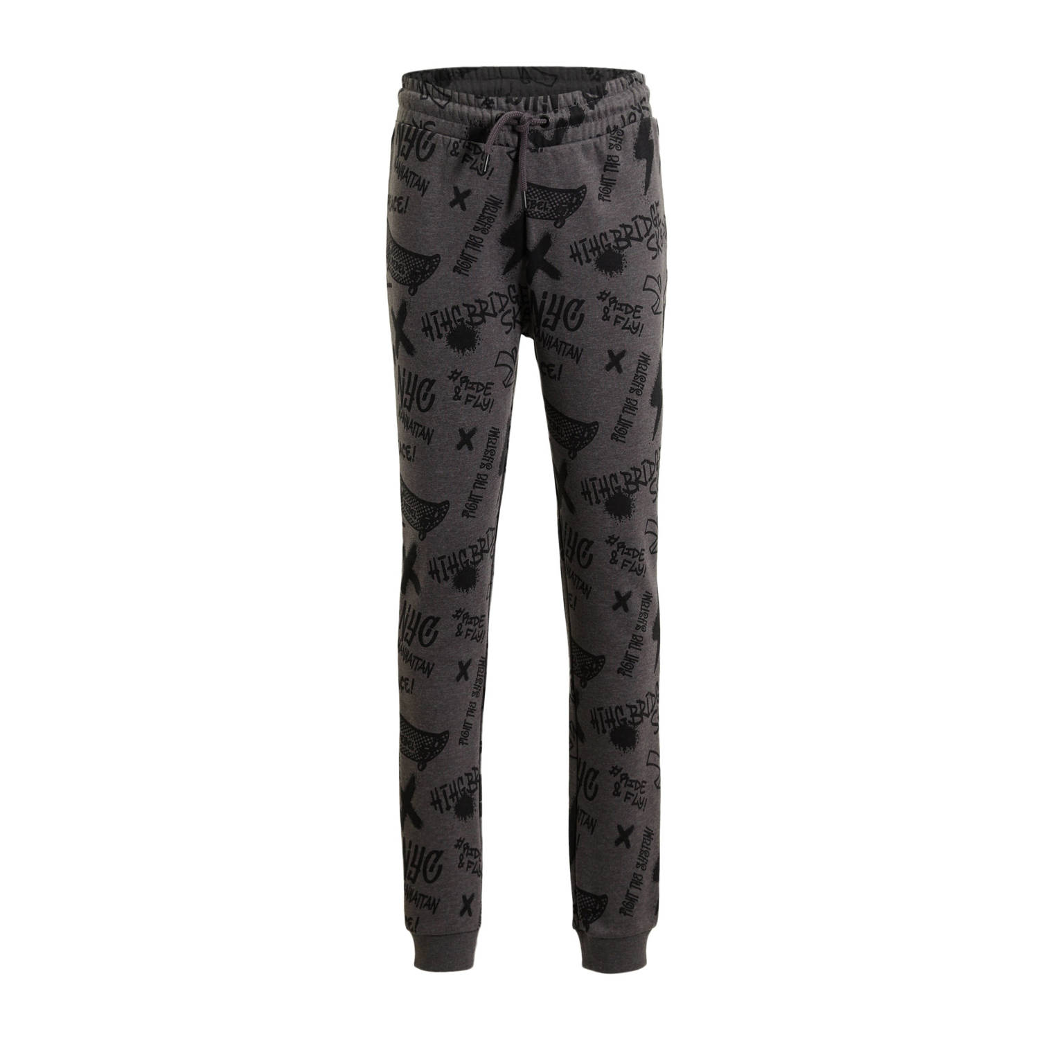 Orange Stars joggingbroek Ric met alloverprint grijs