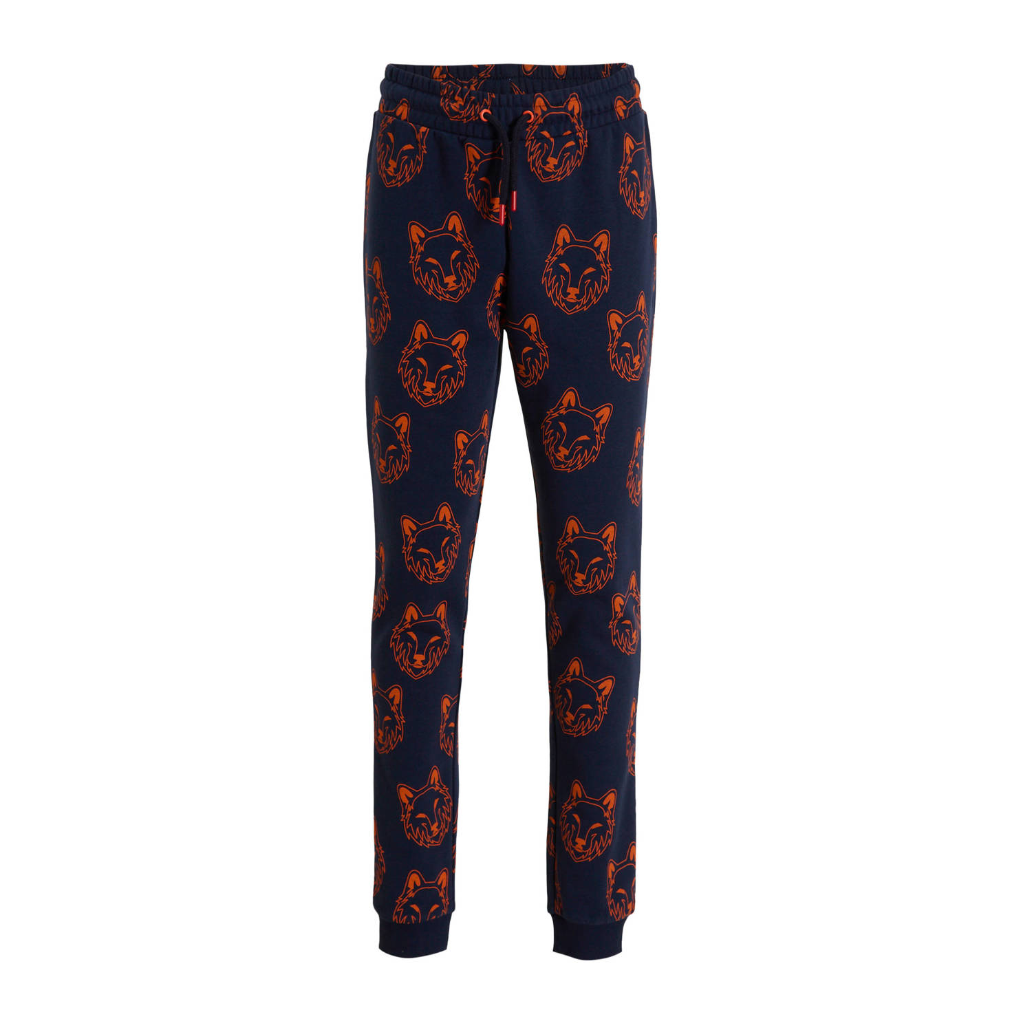 Orange Stars joggingbroek Roth met alloverprint donkerblauw
