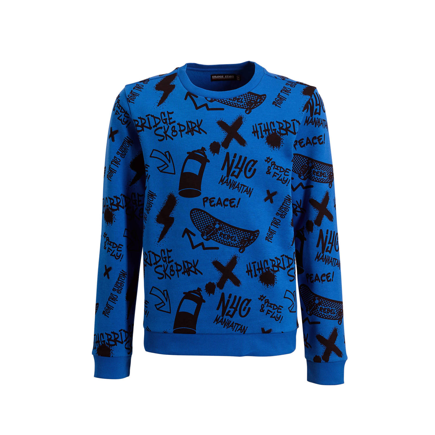 Orange Stars sweater Ram met alloverprint blauw