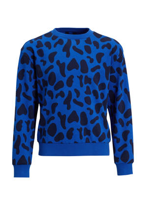 sweater Rua met alloverprint blauw