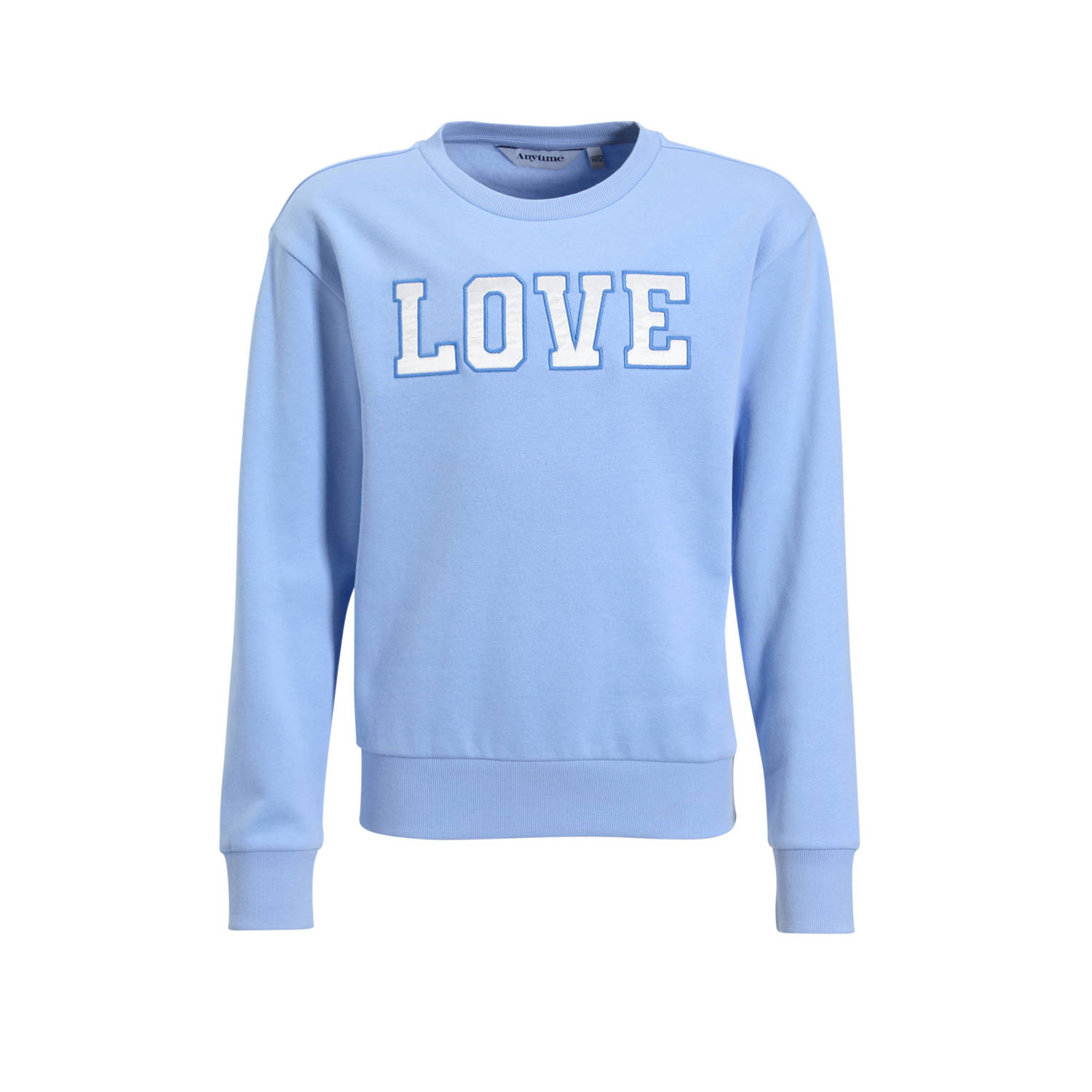 Anytime Sweater met tekst applique lila