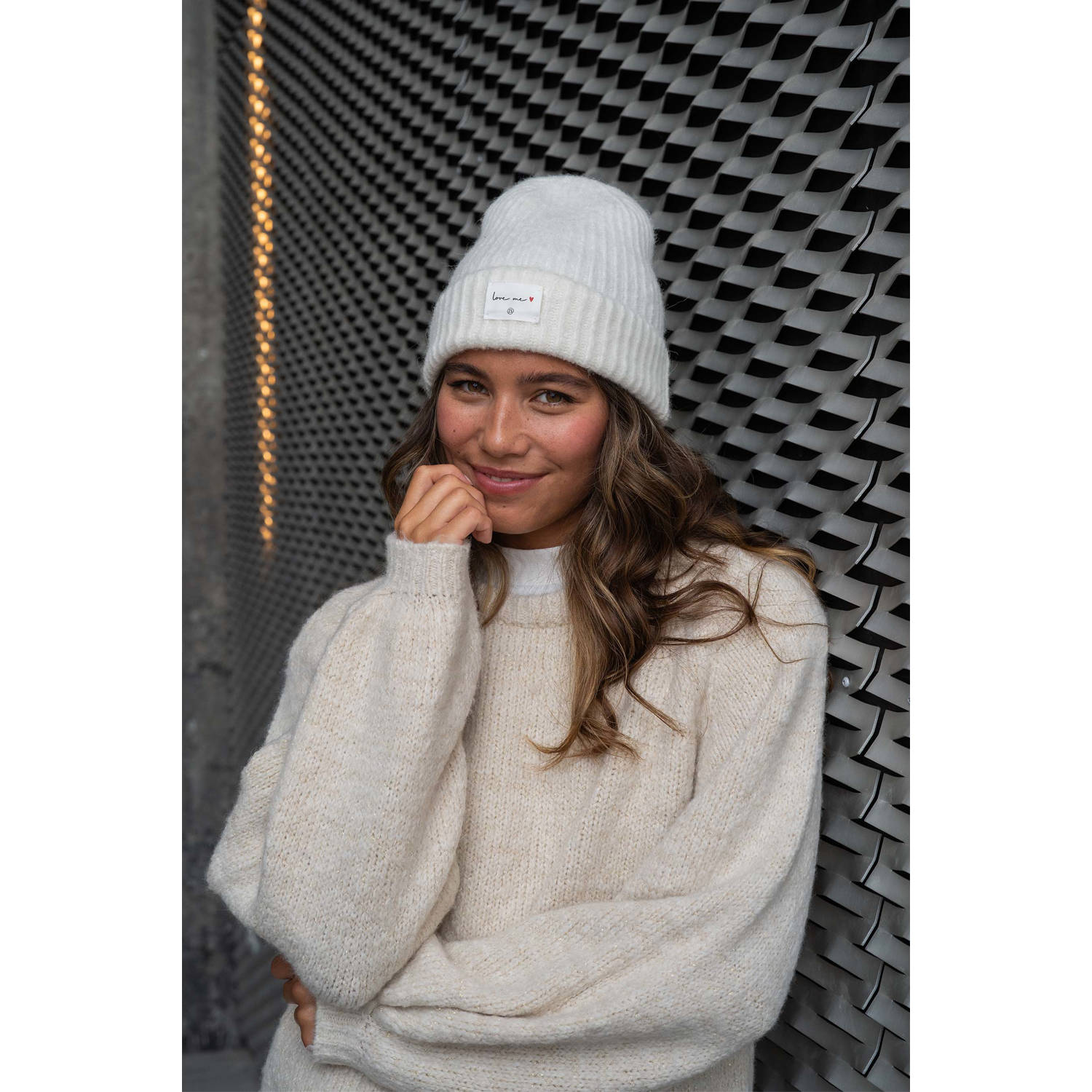 Zusss Gebreide muts voor vrouwen Gray Dames