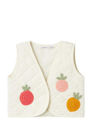 baby gilet NBFHELGANY met printopdruk ecru/multicolor