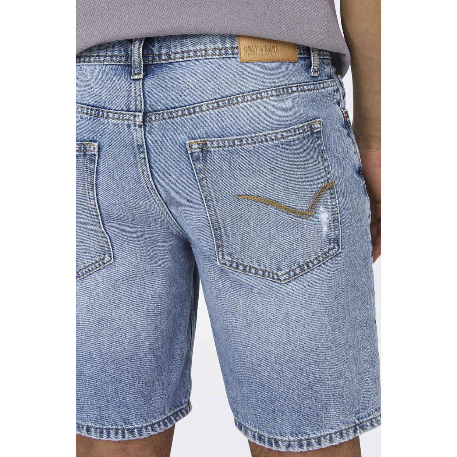 ONLY & SONS regular fit denim short ONSEDGE light blue denim