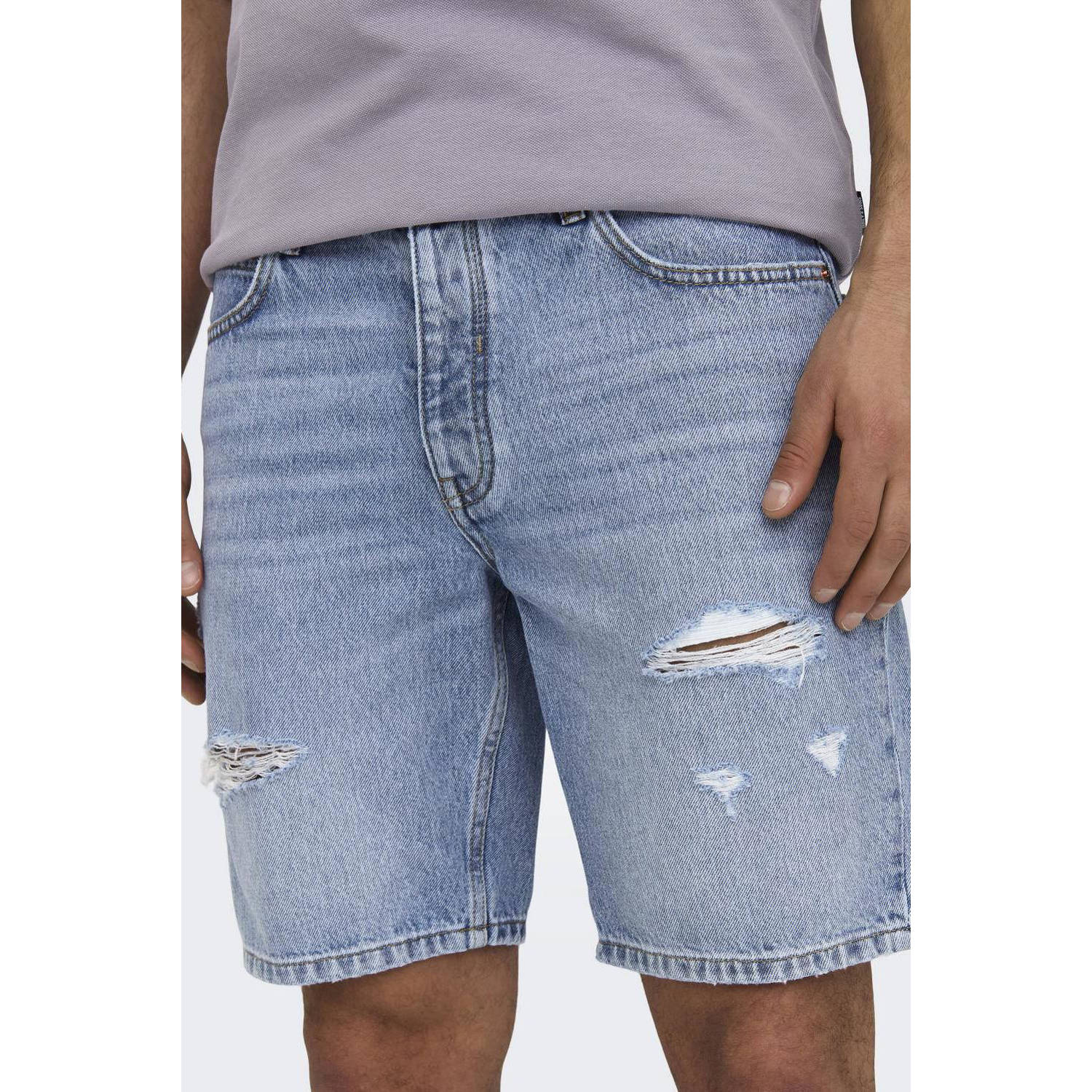 ONLY & SONS regular fit denim short ONSEDGE light blue denim