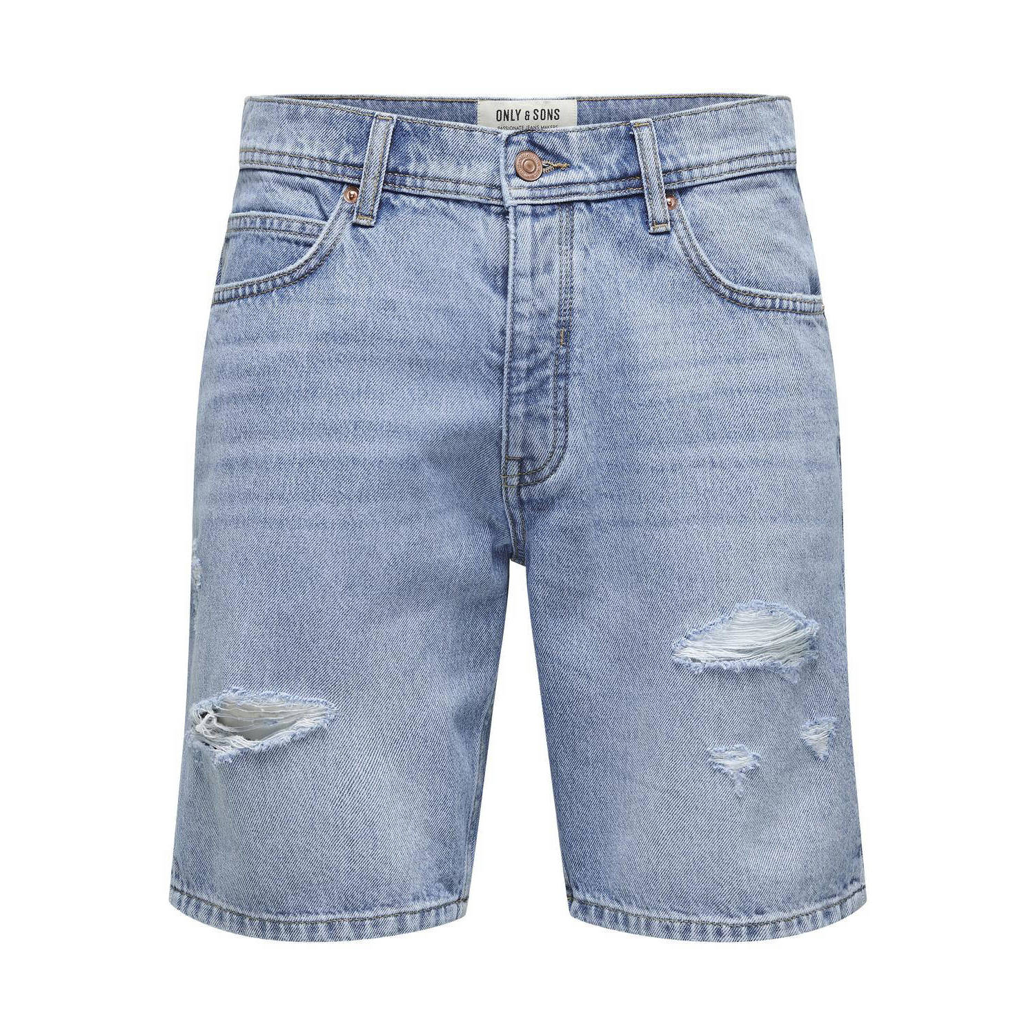 ONLY & SONS regular fit denim short ONSEDGE light blue denim