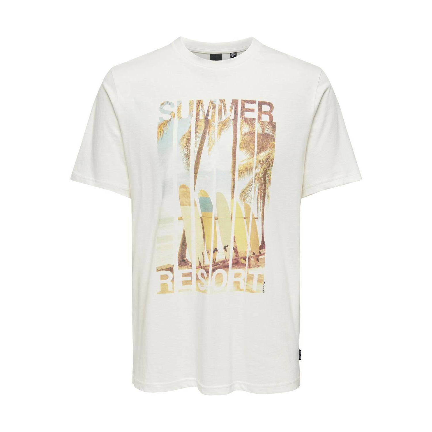 ONLY & SONS regular fit T-shirt met printopdruk wit