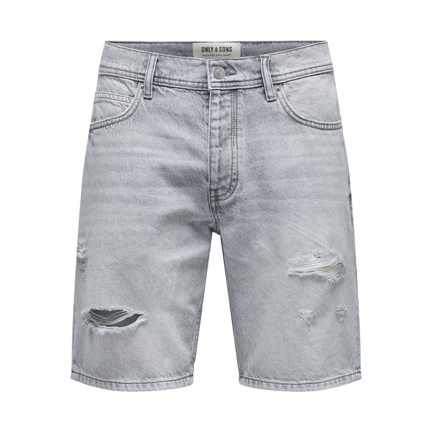 Only & Sons Korte regular fit jeans in destroyed-look model 'EDGE'