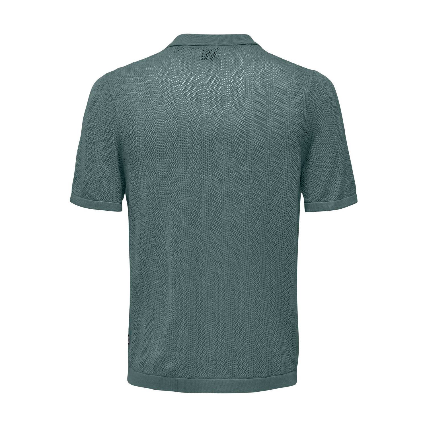 ONLY & SONS gebreid regular fit overhemd ONSDIEGO met ingebreid patroon balsam green